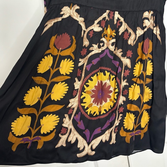 ba&sh Fedora Black Tan Purple Split V-neck Long Sleeve Lady Dress S - Picture 7 of 16